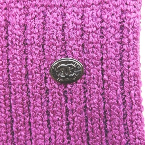 CHANEL Sleeveless Knit Dress Purple Coco Mark Logo Button Accent Size 38 Italy - Picture 5 of 8
