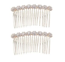 HLLMX 2 PCS 8-Flower Hairpin Combs Crystal Rhinestone Bridal Hair Pins Hair