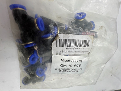 (Pack of 10) SNS SPE-1/4 1/4'' Fitting Tube OD Union Tee Type Quick Connect