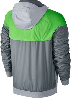 Nike Mens Windrunner Hooded Track Jacket, Wolf Grey/Voltage Green