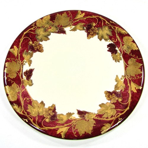 Crate & Barrel VOLANTE 8.75" Salad Plate Set 4P Gold Leaves Vines Burgundy Italy - Picture 10 of 12
