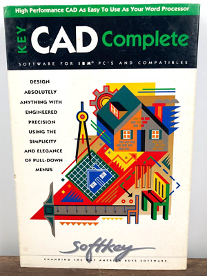 SoftKey KEY CAD COMPLETE Software 5.25'' & 3.5'' DISKS ONLY No Manual IBM PC Vtg