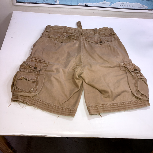 VINTAGE Polo Ralph Lauren Cargo Shorts Tan Distressed Sz 32 waist - Picture 7 of 10