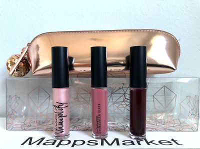 MAC Snow Ball Mini Lip Gloss Kit ROSE Go for Pretty, Holiday Darling, Be Naughty