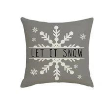 LET IT SNOW SNOWFLAKE Christmas Linen Throw Pillow Cover Winter Holiday Decor
