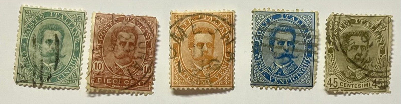 Italian Stamps King Humbert I Sc67- 71 1891-1896 Typographed Free Shipping