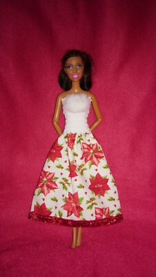 Barbie Puppen Kleid Ballkleid Prinzessin Weihnachten Weihnachtsstern K05 Dress
