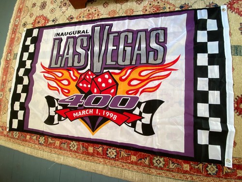 Vintage 1998 Eröffnung Las Vegas 400 Rennen Morotsports Würfel karierte Flagge Banner - Bild 1 von 5