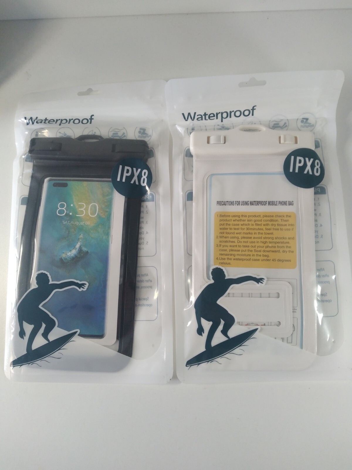 Universal Waterproof Phone Pouch IPX8 Case Dry Bag Black White