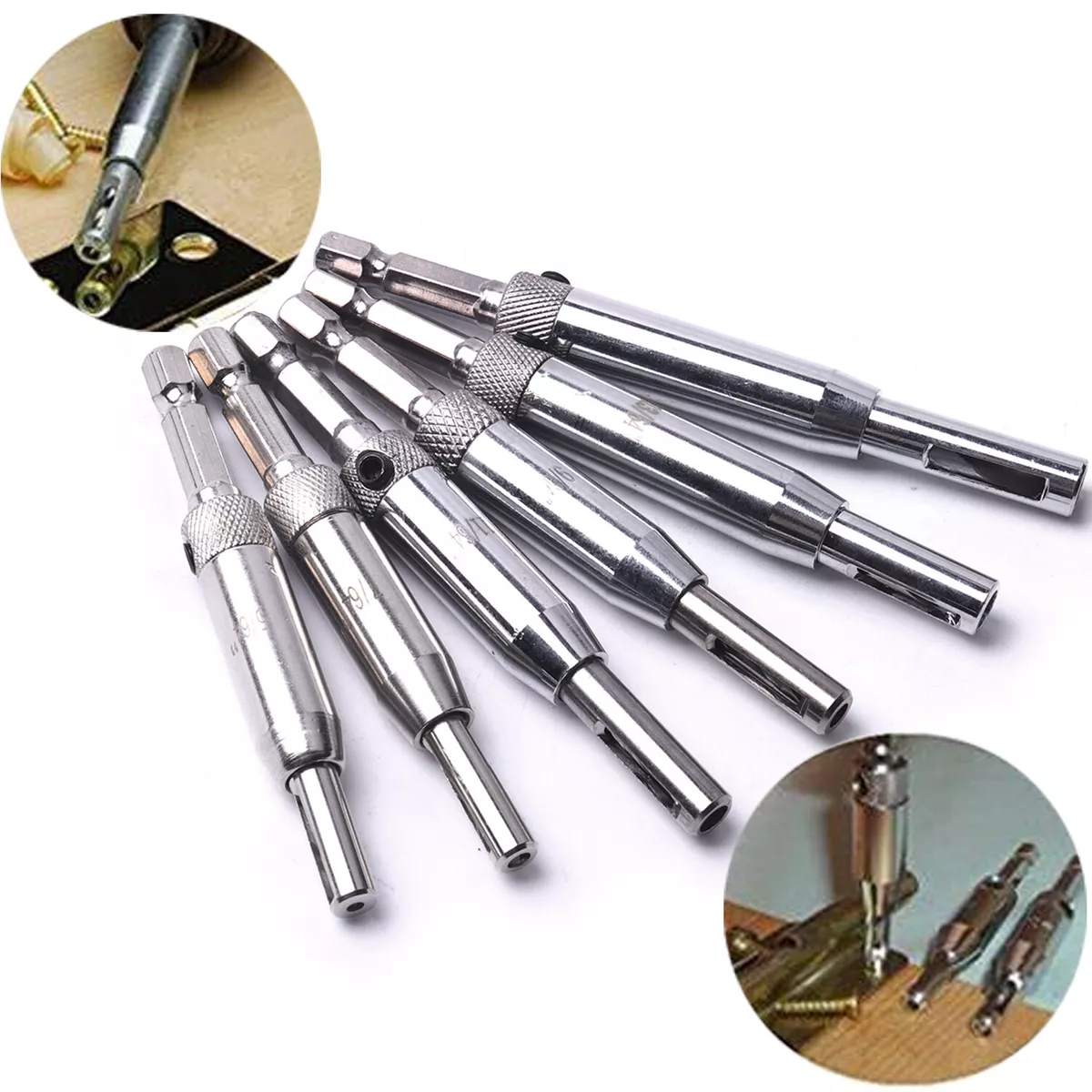 Hinge Self Centering Drill Bit Set Pilot Holes HSS Hex Fits Impact
