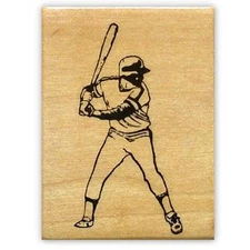 BATTER Baseball player Mounted rubber stamp, softball, man with bat, sports #14