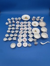 Artisan Lot Porcelain Painted Dishes Plates Set 1:12 Dollhouse Miniature tiny