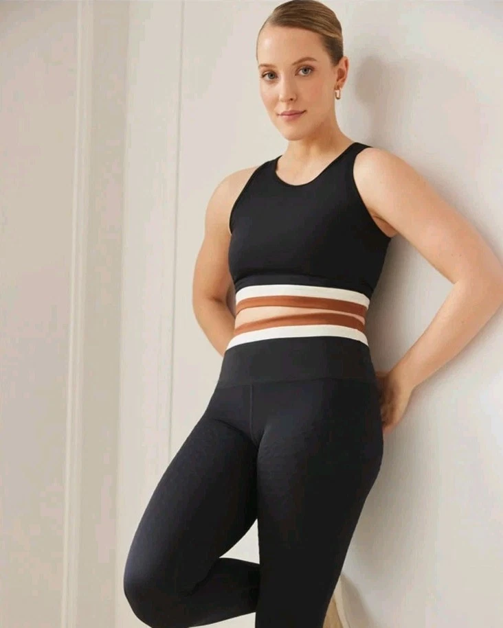 Elastique Athletics Le Monde Black, Tan & Cream Compressive Bra MicroPerle Sz XL - Image 3 of 4