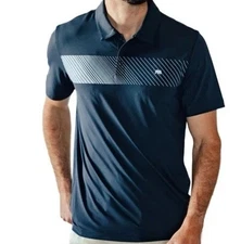 Bear Stripe Performance Polo by The Normal Brand XXL Navy Blue Light Blue