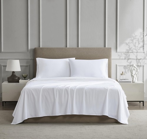 Luxury Cotton Percale 4-Piece Sheet Set, Full, White
