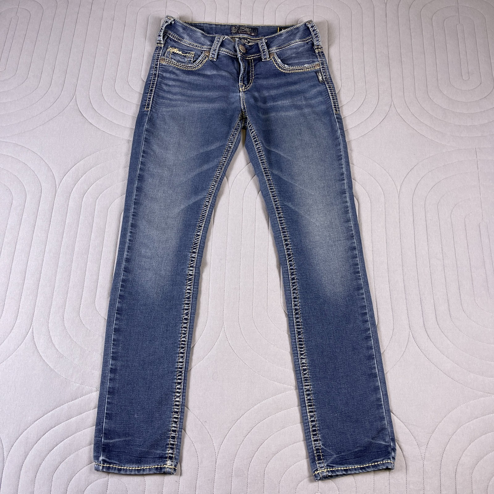 Silver Jeans Suki Mid Pencil Skinny Jeans Womens 28x31 Dark Wash Stretch Denim