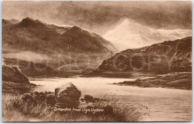 Snowdon Vintage Postkarte Llyn Llydaw Berglandschaft Wales