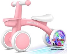 Colorful Lighting Baby Balance Bike Toys for 1 Year Old Girl Gifts, New Pink