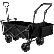 Chariot Pliable avec Toit Jardin Plage avec Panier Rangement 2 Sacs Filet