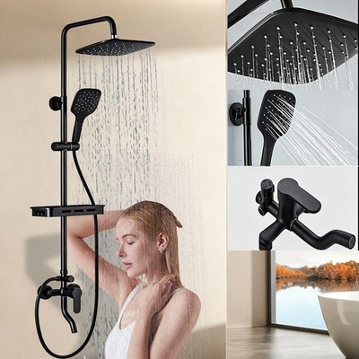 NEU Duscharmatur Duschsystem Regendusche Duschset mit Handbrause Seifenablage 