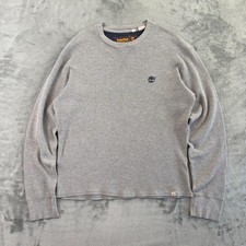 Timberland Waffle Knit Sweatshirt Grey Men's Medium Long Sleeve Crew Neck Jumper