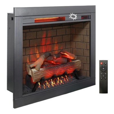 28'' Infrared Insert Electric Fireplace Removable Trim Kit & Fire Crackling Sound