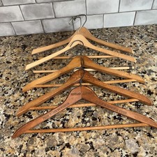 VINTAGE LOT of 5 WOOD SUIT CLOTHES HANGERS