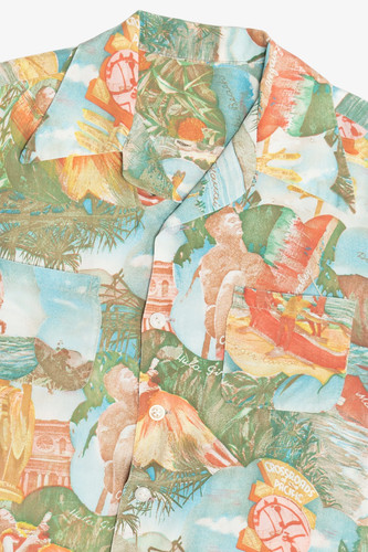 Rare Vintage Hawaiian Shirt With Loop Collar Surfing Hula Washable 40/50s - Picture 2 of 7