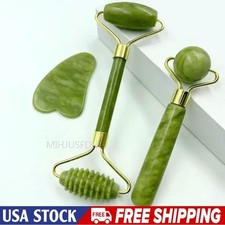 3 Pcs Jade Roller Gua Sha Set-Manual Face Body Massage Beauty Tools
