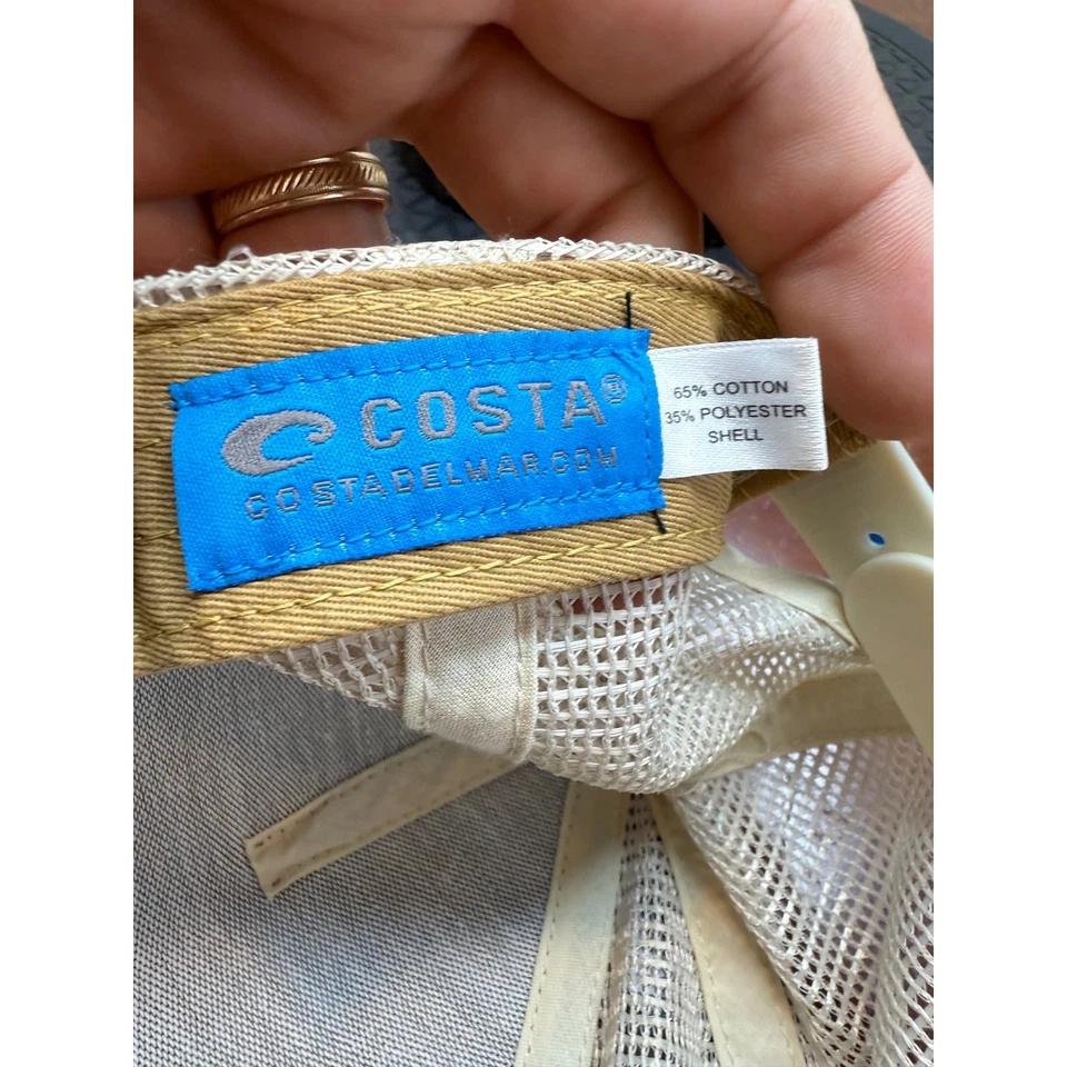 Costa Del Mar Trucker Hat Tan Fish Logo Mesh Back Snapback Fishing - Image 4 of 4