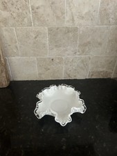 Vintage Fenton Ruffled Milk Glass Bowl Candy ...