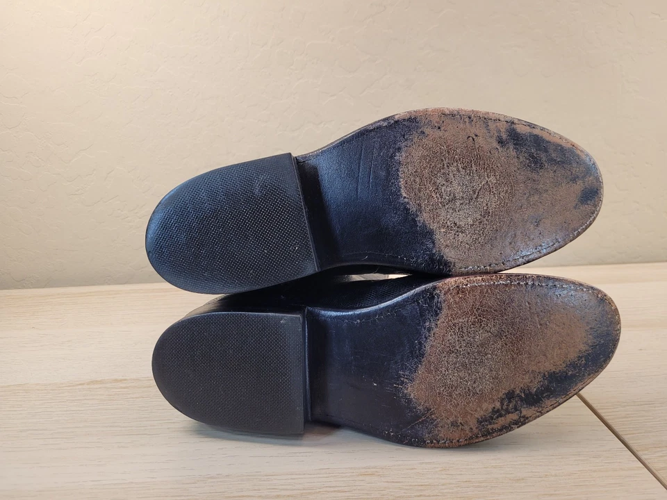 Lucchese EE. UU. De Colección Años 90 L9182 Botas Roper Cuero Negro Vaquero Para Hombres Talla 6.5 B Foto 3 de 4