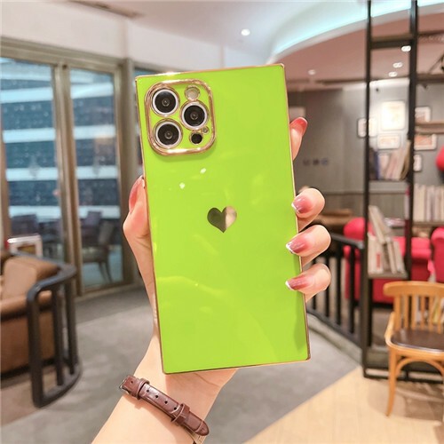 New Glossy Colour Luxury Phone Case With Gold Edge And Heart