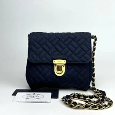 Excellent Condition PRADA Shoulder Bag 2way Chain Quilting White Tag Full Patter