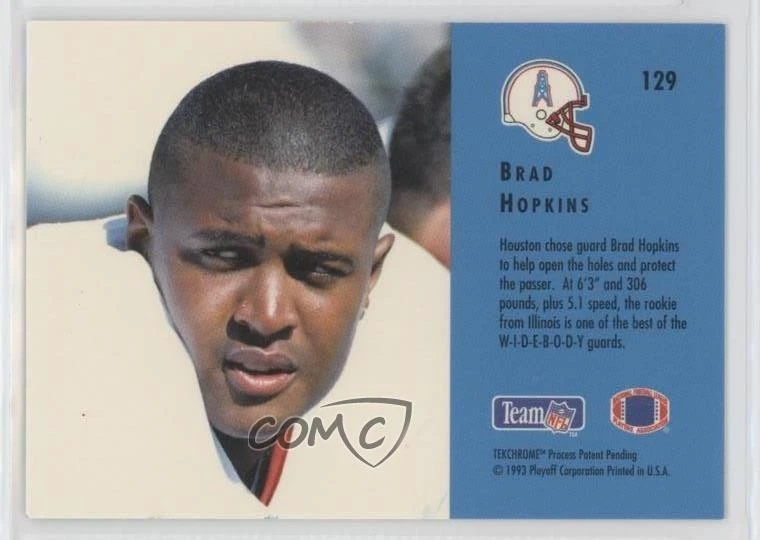 1993 Playoff Contenders Brad Hopkins #129 Rookie RC - Image 2 of 2