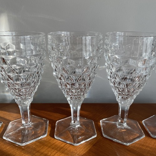Set of Five Vintage Cut Crystal Wine Goblet Drinking Glasses - Picture 11 of 16
