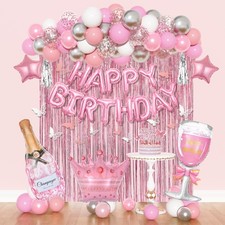 Rose Gold Birthday Decorations for Women, Happy Birthday Decorations with Fri...