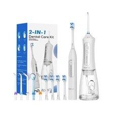 H2ofloss Sonic Electric Toothbrush and Water Flosser Combo, Recharg... Fast Ship