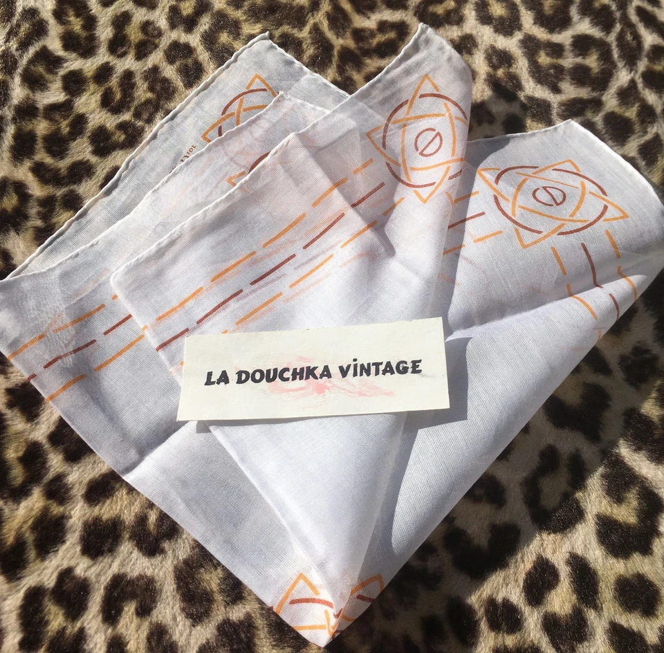 CHRISTIAN DIOR 1970s CD SIGNATURE POCKET SQUARE / HANDKERCHIEF~ LOT OF 3 ~UNUSED - Image 3 of 4