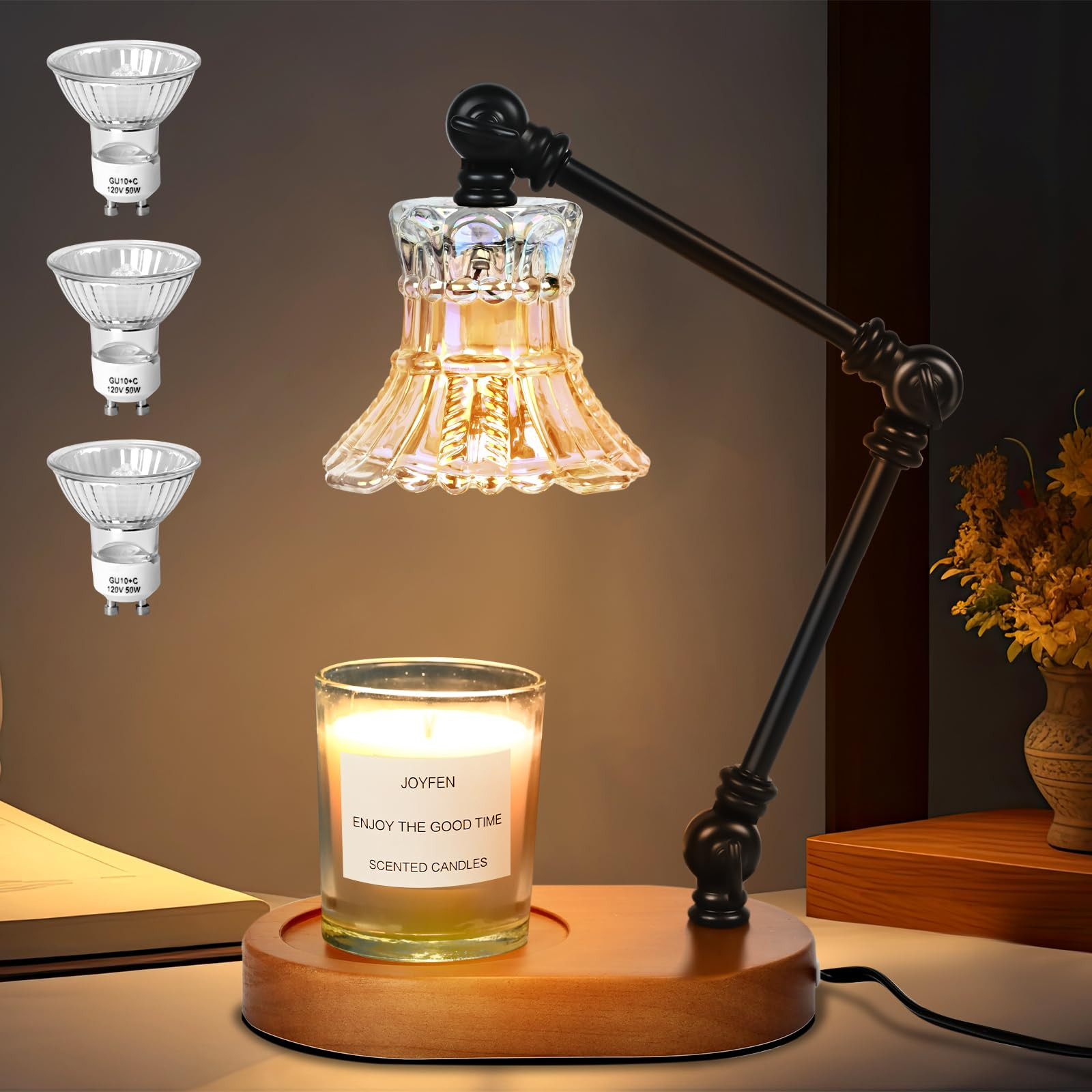 Adjustable Candle Warmer Lamp with Timer and 3 Light Modes-image