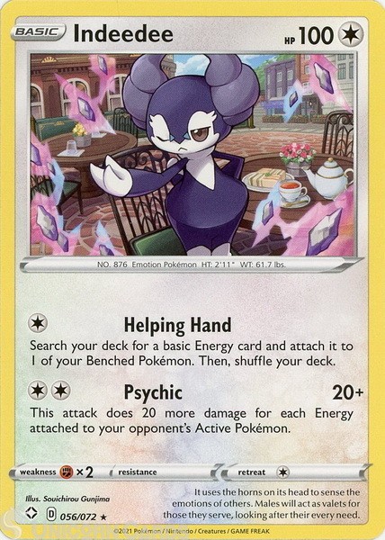 Indeedee 056/072 Rare Mint Pokemon Card ::