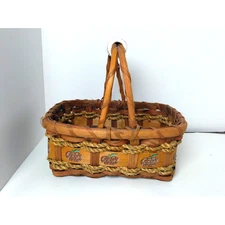 Small Apple Basket w/ Porcelain Handle - Rope Weave - Farmhouse Decor Beautiful