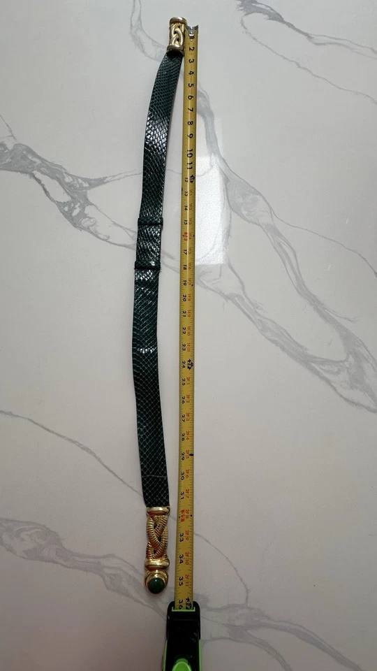 Cinturón Piedra Semipreciosa Vintage Judith Leiber Firmado Piel Serpiente Verde Tono Dorado Foto 3 de 4
