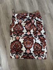 Ladies Stunning Patterned Skirt With Slit At Front And Fold Detail At Waistband