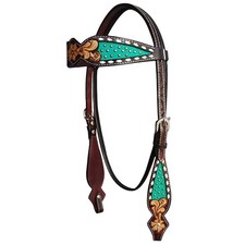 C-7-HS Hilason Western Horse Headstall American Leather Floral