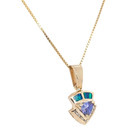 ESTATE SOLID 14K YELLOW GOLD DIAMOND OPAL PURPLE STONE PENDANT 16" NECKLACE 7896 — photo 3