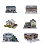 Diorama 1/64 Diecast Car ParkingLot Model LED Street Building Shop Display Scene