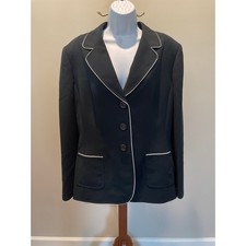 Arthur S. Levine for Tahari Classic Black Single  Breasted Blazer w/ White Trim