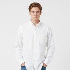 Chaps Mens Classic Fit Oxford Wrinkle Free White Long Sleeve Dress Shirt 18-18.5