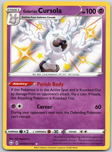 Galarian Cursola SV050/SV122 Shining Fates Shiny Vault Pokemon Holo NM